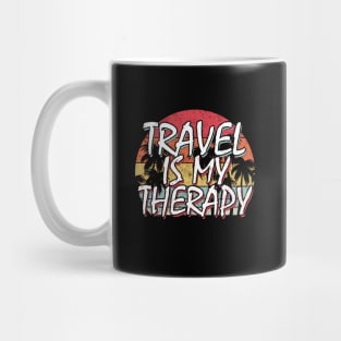 Travel Is my Therapy Distressed Palm Tree Sunset Mug